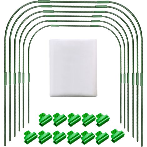Kit de Cadres pour Serre Jardinière en PVC et Tube Métallique Vert - 6 Arceaux avec 12 Clips et Toile Anti-insectes 3x6m pour Protection Plantes Raised Beds (1/4)