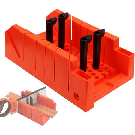 Fond en plastique épais, avec guide de sciage 90°/45°/22.5°, robuste et résistant à l'usure, clairement marqué par des degrés (1/5)
