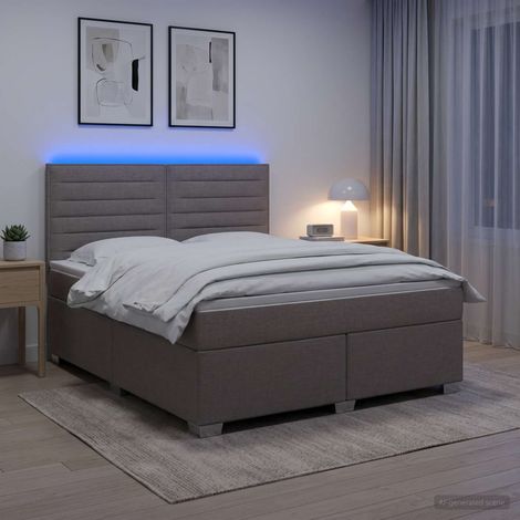 vidaXL Lit boxspring avec matelas Taupe 140 x 190 cm Tissu (1/5)