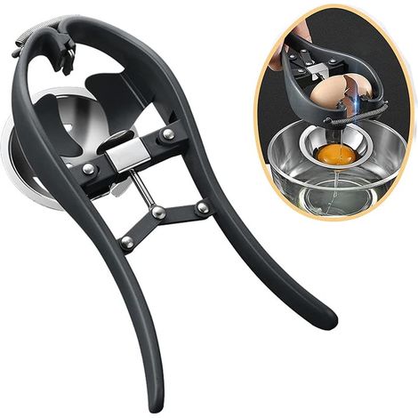 Rompi-uova, apri-uova, rompi-uova automatico, taglia-uova semplice, affetta-uova, separatore di uova, utensile da cucina creativo (nero) (1/5)
