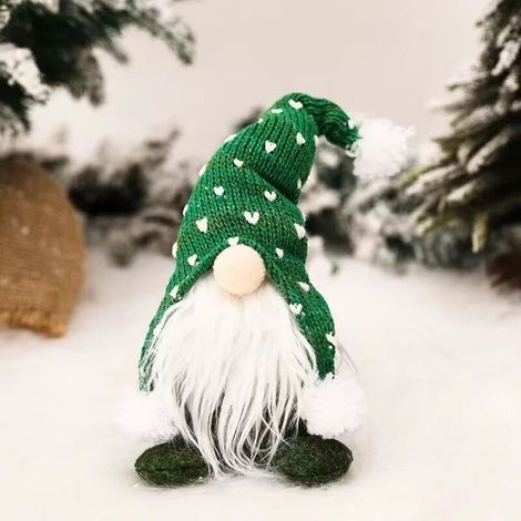 Décoration de lutin de Noël Ornements de Noël Cadeau de Thanksgiving Nain suédois Peluche Elfe du Nether Figurine Poupée Bureau Petit Mignon Vert (1/5)