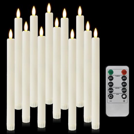 12 Bougie LED, Flamme vacillante, Télécommande, Minuterie, Décoration Noël