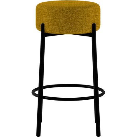 Sgabello Moderno Syd con Seduta in Tessuto Ocra e Struttura in Metallo Verniciato Nero - Design Contemporaneo 41x41x67cm (1/5)