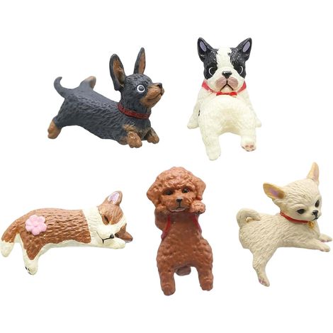 Décor d'écran 5 Figurines d'Animaux Chiens Mignons pour Décoration Figurine Pour Moniteur Pour Voiture, Écran De Contrôle Central, Rétroviseur, Télévision, PC Et Bureau À (1/5)