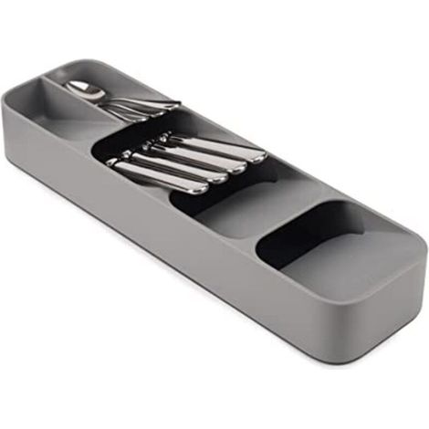Compact cutlery tray, 5 compartments, space for over 24 pieces – Grey