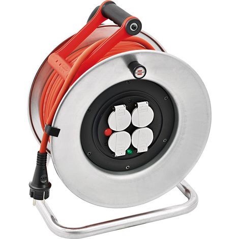 Enrollador cable eléctrico brennenstuhl 40 metros plata 4 tomas (1/5)