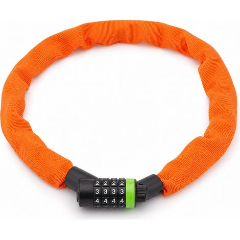 Antivol Chaîne à Code Vélo Housse Imperméable Orange 100 cm (1/5)