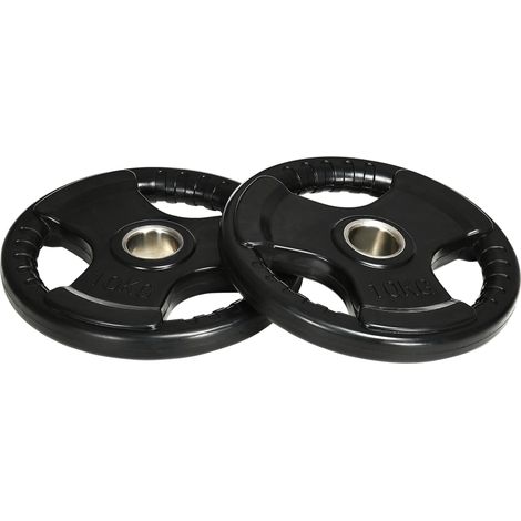 Set de 2 discos para barra con revestimiento de goma Tri-Grip 2 x 10 kg, orificio 5 cm, negros (1/5)