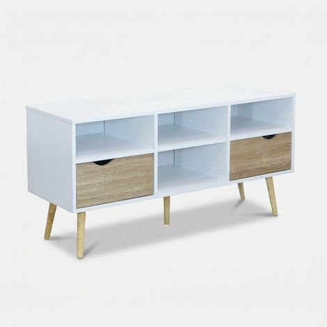 Mueble para TV de madera con cajones y estantes Brody