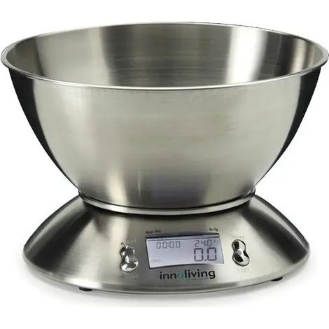 Báscula digital de cocina en acero con bol removible 1,8 litros y capacidad de 5 kg