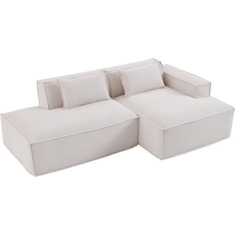 CAIziCanapé économique en tissu de 235 cm de large avec deux coussins + poche à ressorts - canapé moderne, simple et confortable, idéal pour les petits salons, appartements et bureaux