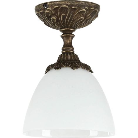 Jugendstil Deckenlampe Messing Glas Handarbeit