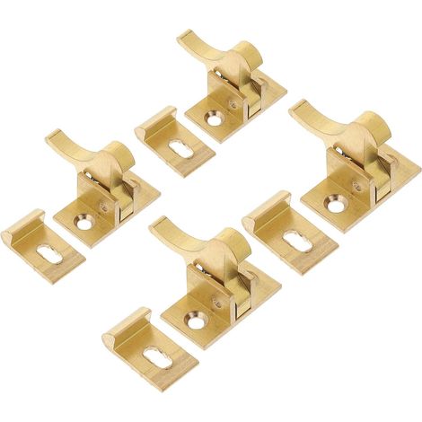 Lot de 4 Verrous Antivol en Laiton pour Fenêtres et Portes Coulissantes Pêne Dormant à Ressort D’Oiseau Loquet de Sécurité Robuste pour Maison Salle de Bain et Placards