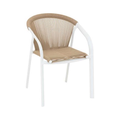 Poltrona da giardino impilabile riu miele e bianco in alluminio epossidico - Hespéride
