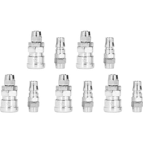 Sets Luftkupplungen, vernickelter Edelstahl, pneumatische Schnellkupplungen und Stecker-Set (5x8 L)