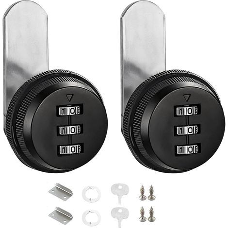 2Pcs Serrure Code Boite Aux Lettres 20mm Barillet Boite Aux Lettres Code Verrouillage, 3 Code à Chiffres Combinaison Serrure Pour La Boîte Aux Lettres Du Tiroir (5-12mm) (1/5)