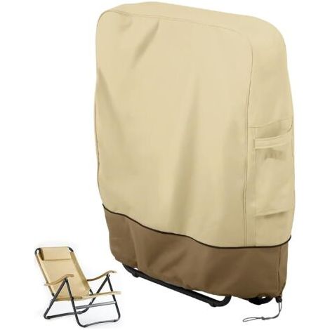 QORVA-Housse Chaise Jardin, Housse de Protection pour Chaise Longue Pliante, Pliante BâChe Oxford Housse Transat Jardin pour Chaises Empilables Anti-UV, Imperméable, Anti-poussière