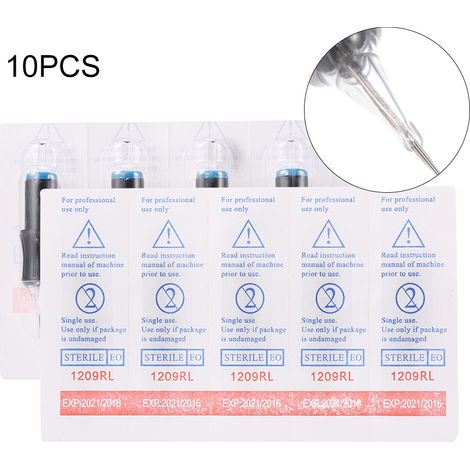 Lot de 10 cartouches d'aiguilles de tatouage semi-permanent jetables RL/RM/M1/RS 9RL pour machine de maquillage (1/5)