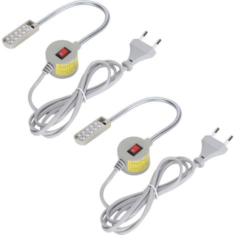 Set mit 2 LED-Tischlampen für Nähmaschinen, flexibel, magnetischer Fuß, EU-Stecker 110-220V (Rundstecker) (1/5)