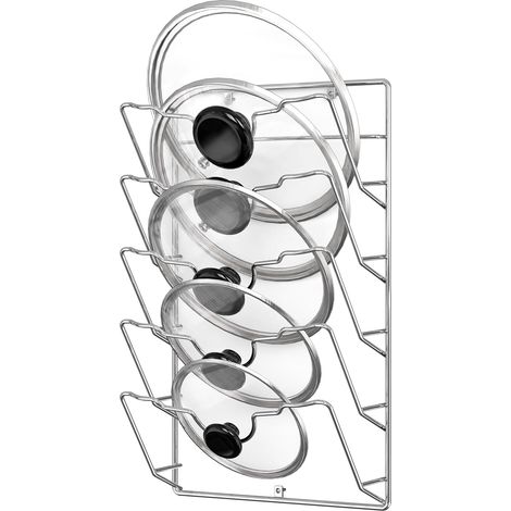 Porte Couvercles Vertical en Métal, Range Couvercle Mural avec 5 Compartiments, Rangement Couvercle Casserole pour Placard ou Mural, 40.7 x 25.7 x 7.5cm,de (1/5)