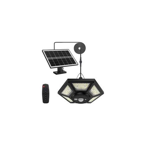 Lampe solaire suspendue 180 LED 1000LM – 5 modes d'éclairage – IP65 étanche – Télécommande – Pour garage, jardin, cabanon (1/5)