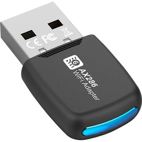 Carte réseau USB Wi-Fi 6 286 Mbps 802.11ax, dongle USB noir (1/5)