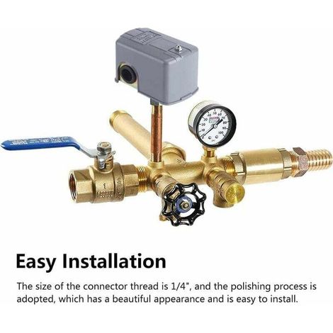 Druckschalter, 40-60 PSI Wasserpumpen-Druckregler, verstellbarer Doppelfederbolzen, 110-230 V selbstansaugende Einspritz-Gartenwasserpumpe (1/5)