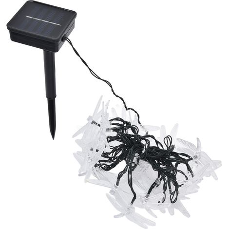 Guirlande lumineuse libellule solaire étanche IP44, 2 modes d'éclairage, 30 LED multicolores pour jardin, cour et pelouse (1/5)