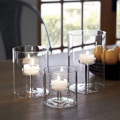 Ensemble de 3 photophores en verre transparent pour bougies de 4,3 cm de diamètre (AAA) (1/5)