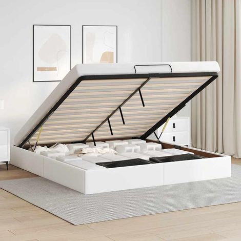 Ottoman-Bett ohne Matratze Weiß 180x200 cm Kunstleder