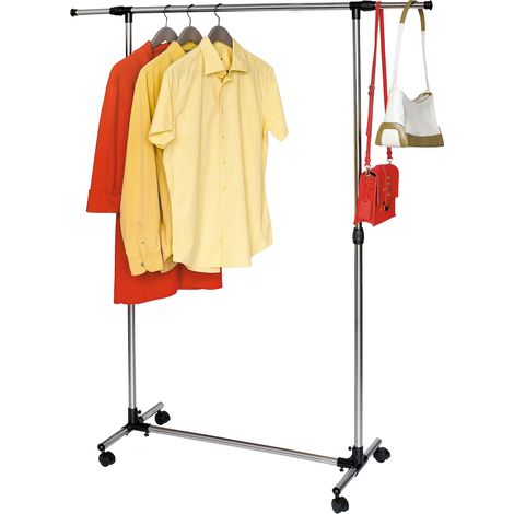TATKRAFT PEGASUS - PORTANT À VÊTEMENT EN ACIER INOX AVEC ROULETTES BARRES LATÉRALES RÉGLABLES - TRINGLE À VÊTEMENTS EXTENSIBLE (1/5)
