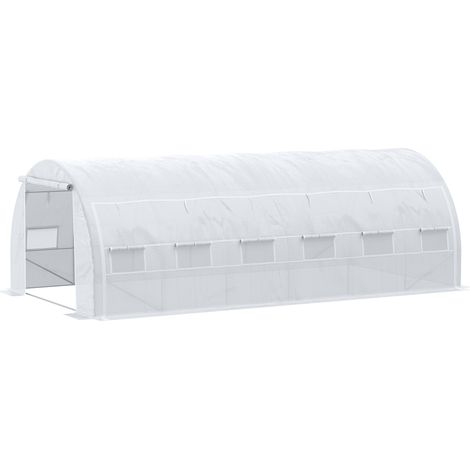 Serre tunnel 18 m² avec 12 fenêtres enroulables – Châssis acier galvanisé – Bâche anti-UV – Dimensions 5,97m x 3,02m x 2m – MH (1/5)