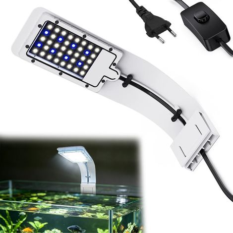 Lampe Aquarium, Led Aquarium, Rampe LED Ultra Fine 10W IPX7 Étanche avec Pince Puissante et 24 LED Blanche et Bleue pour 30-60 CM, Poisson et Plantes (1/5)