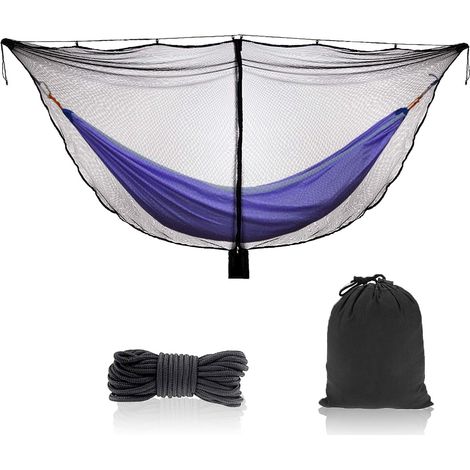 Moustiquaire de hamac camping, protection 360°, maille polyester, double zip, 5 crochets, randonnée (1/5)