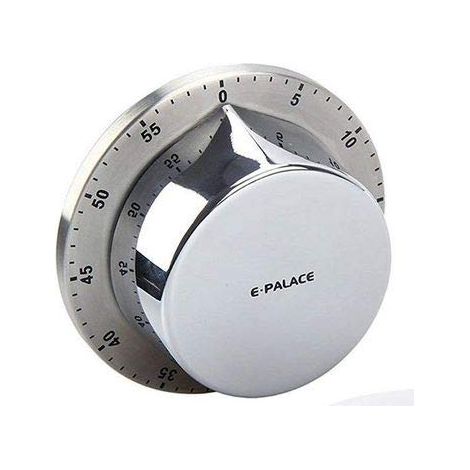 Minuteur de cuisine, horloge de cuisson mécanique manuelle magnétique en acier inoxydable avec compte à rebours et alarme sonore puissante, outil multifonctionnel pour la maison (argenté)