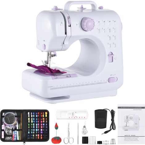 Machine à coudre pour débutants avec 137 accessoires. Mini machine électrique portable multifonctionnelle. Kit de démarrage avec 12 points intégrés, 2 vitesses, enroulement automatique, tiroir de rang (1/5)