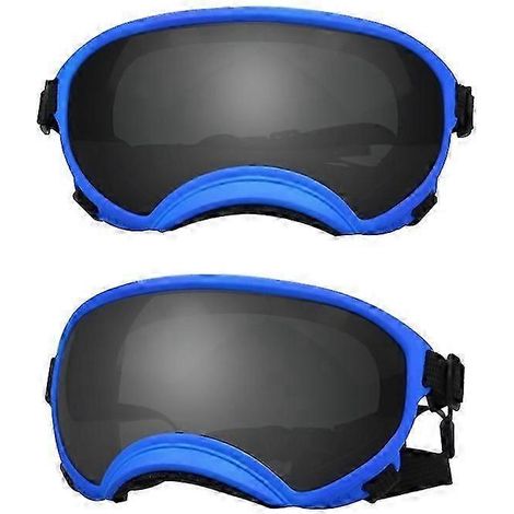 Hundebrille UV-Schutz, hohe Stoßfestigkeit, verstellbares Gummiband, atmungsaktiv, für Welpen und große Hunderassen (Blau und Schwarz, Größe S) (1/5)