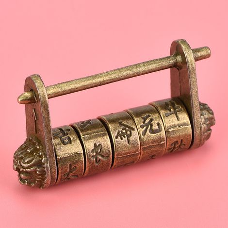 Cadenas chinois vintage à combinaison, style rétro antique, pour boîte à bijoux, tiroir ou armoire (1/5)