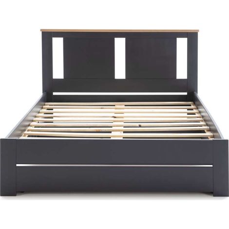 Cama para matrimonio modelo Elara con somier acabado gris antracita. Para colchón de 140x190 cm