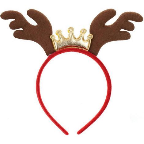 Décoration de Noël Serre-tête en peluche bois de cerf Coiffe pour fête et vacances Accessoires de cheveux de fête Couleur café (1/5)