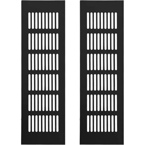 Grille aération VMC en aluminium noir 250mm x 80mm – Lot de 2 pièces – Résistante à la corrosion pour ventilation extérieure
