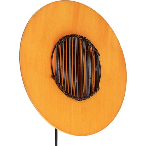Applique murale ronde soie orange et bambou 1 lumière (1/3)