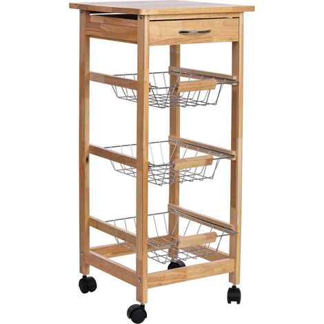 Carro de cocina de madera 37x37x81.5h cm (1/5)