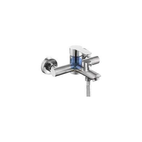 Robinet mural mono-commande pour baignoire et douche, 2 sorties d’eau, finition argentée (1/5)