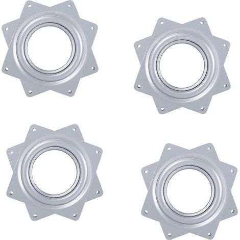 4 plateaux pivotants de 71 mm, plateau à rotation à 360°, entièrement galvanisés, roulements à billes pour charges lourdes, pour meubles à chaussures rotatifs, sièges auto, etc. (Argent) (1/5)