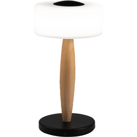 Lampe De Table Led Elea 8W 860Lm 3000K, Structure En Métal, Bois Et Verre Soufflé, Réglage Tactile De La Lumière, Couleur Noire - Elea (1/3)