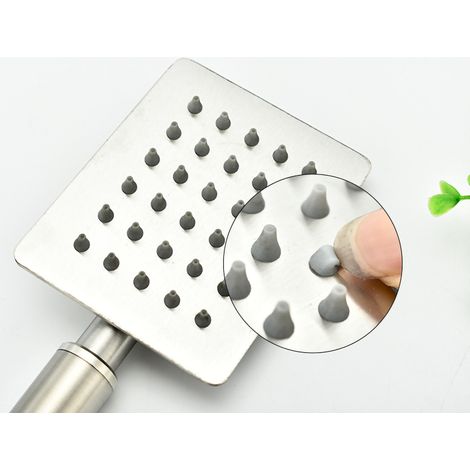 Pommeau de douche à main haute pression G1/2 en acier inoxydable pour salle de bain, carré 201, finition électroplaquée, 10 x 8 cm / 3,9 x 3,2 pouces