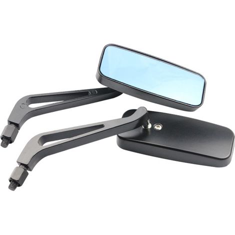 2 rétroviseurs rectangulaires universels en alliage d'aluminium pour moto, à fixer sur le guidon. (1/5)