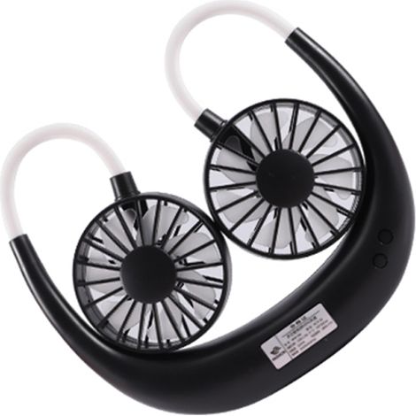 Ventilador de cuello plegable, DC3.7V – LED multicolor, 3 velocidades, 7 aspas, USB-C, 2 x 1500 mAh – para deportes, senderismo, camping, ciclismo, hogar y uso al aire libre.