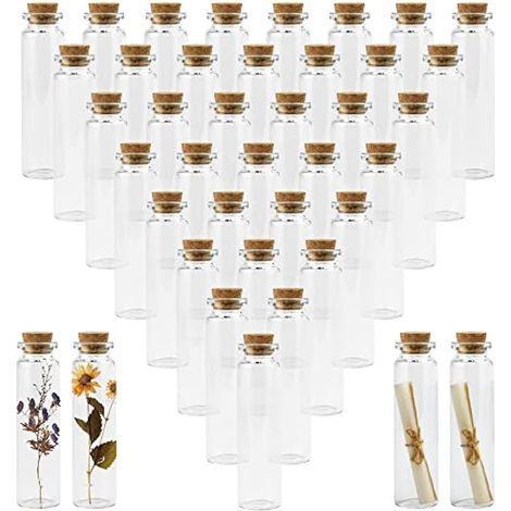 40 PCS Mini Bouteilles en Verre 20ml Petites Bouteilles Transparent Bocaux en Verre avec Bouchon en Liege Decorative pour Épices Parfums Notes (1/5)